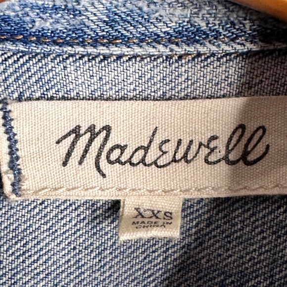 Madewell Distressed Jean Jacket XXS Medium Wash Denim C5791 Cotton Trucker - Picture 3 of 10
